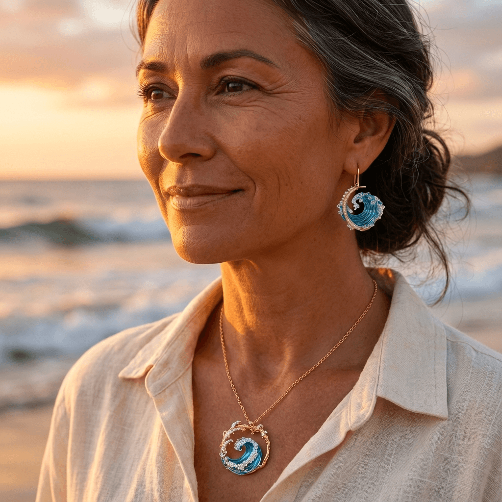 Ocean's Oath Gold Necklace with Bonus Earrings – Limited Time Offer