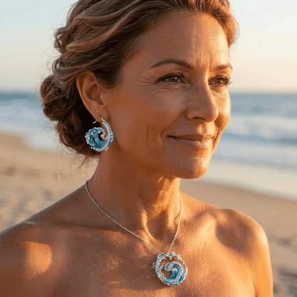 Ocean's Oath Silver Necklace with Bonus Earrings – Limited Time Offer